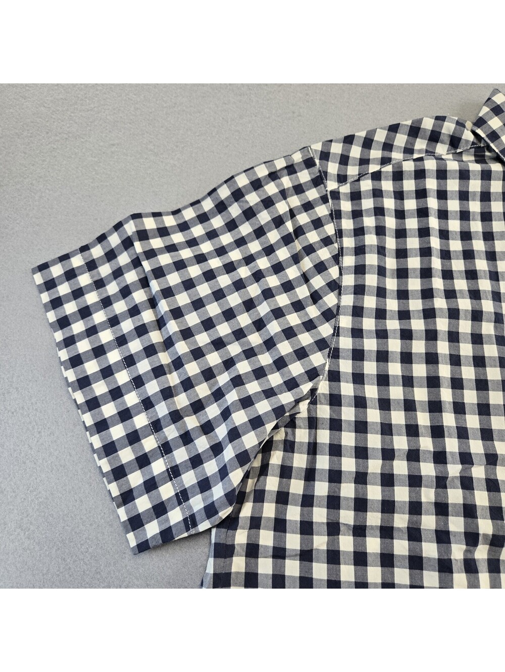 Marine Layer Gingham Button Up Shirt Womens M Navy White Pima Cotton Relaxed NWT - Picture 3 of 12
